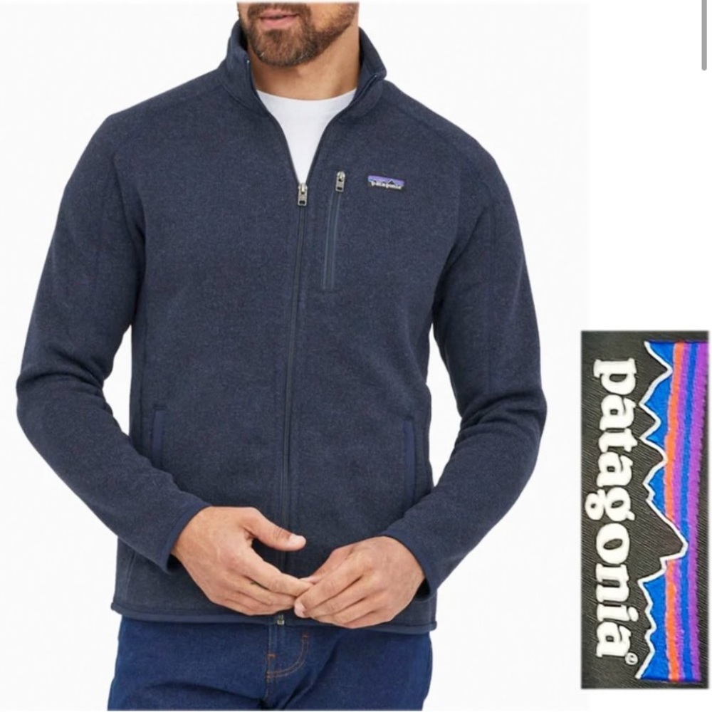 Patagonia Mens Zip up Better Sweater Jacket Blue Fleece Large